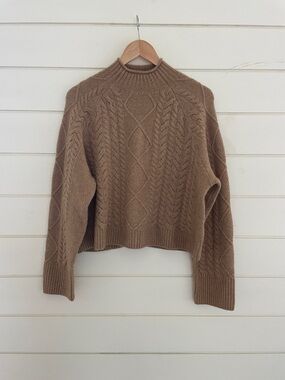 J. Crew Cable Knit Crop Rollneck Sweater size M